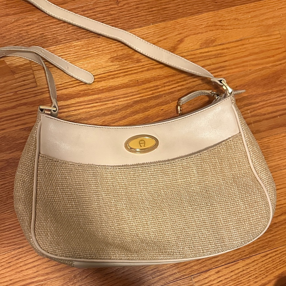 Etienne Aigner shoulder bag Beige Woven Shoulder Bag